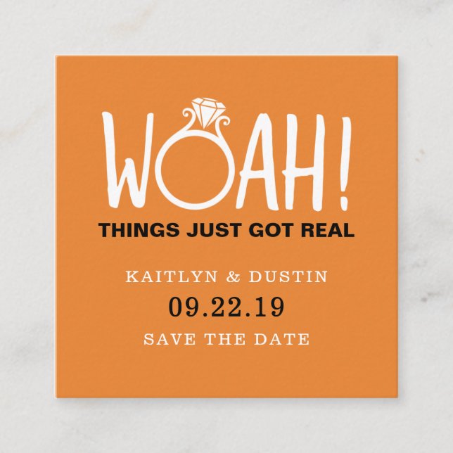 Woah Save The Date Enclosure Card (Front)