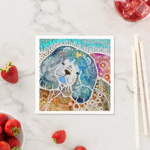 WOBBLE-ROCK Chow dog watercolor batik Napkin