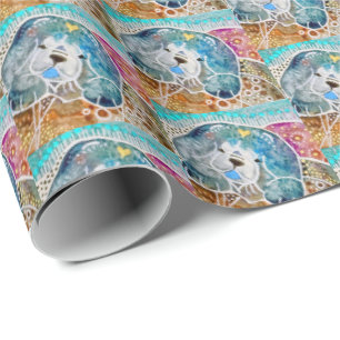 WOBBLE-ROCK Chow dog watercolor batik Wrapping Paper