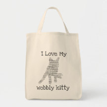 Wobbly Kitty CH Cat Tote Bag Market Bag