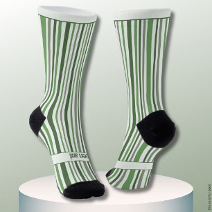 Wobbly Stripes, Green and White Socks