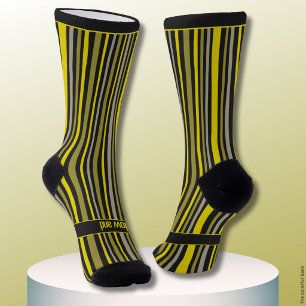 Wobbly Stripes, Yellow and Black Socks