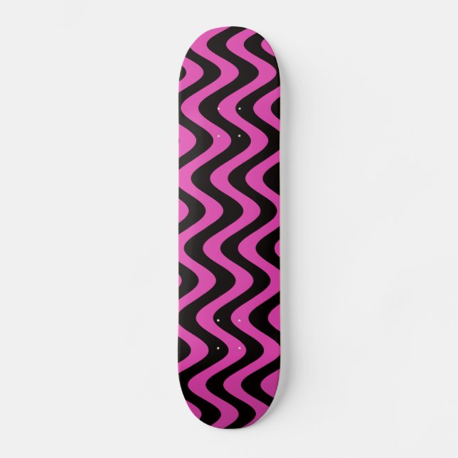Wobbly Waves (Pink/Black) Skateboard (Front)