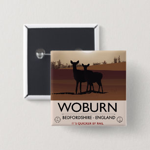Woburn - Bedfordshire Vintage style travel poster. 15 Cm Square Badge