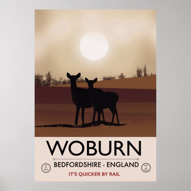 Woburn - Bedfordshire Vintage style travel poster. Poster (Front)