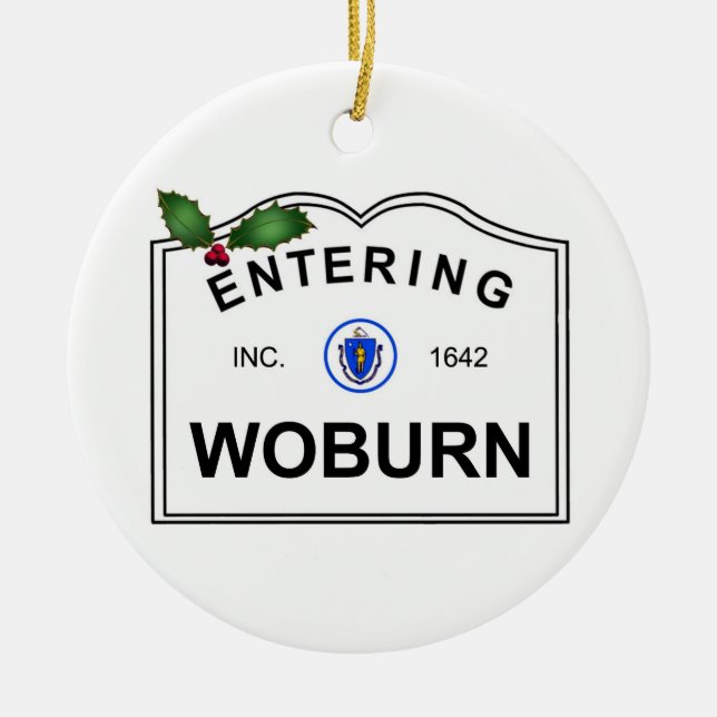 Woburn MA Ceramic Tree Decoration (Front)