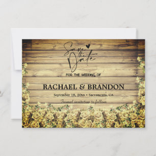 Wodd and flowers rustic vintage save the date