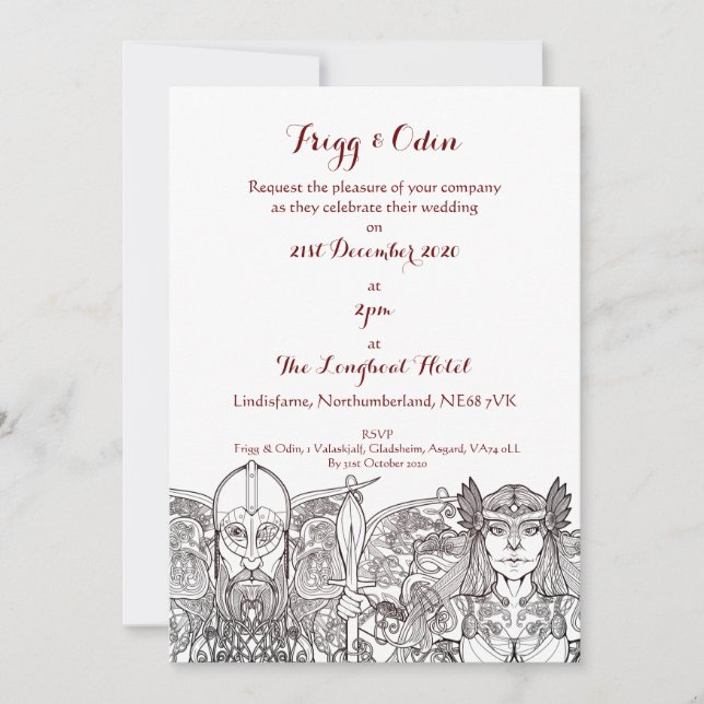 Woden & Fríge Wedding Invitation (Front)
