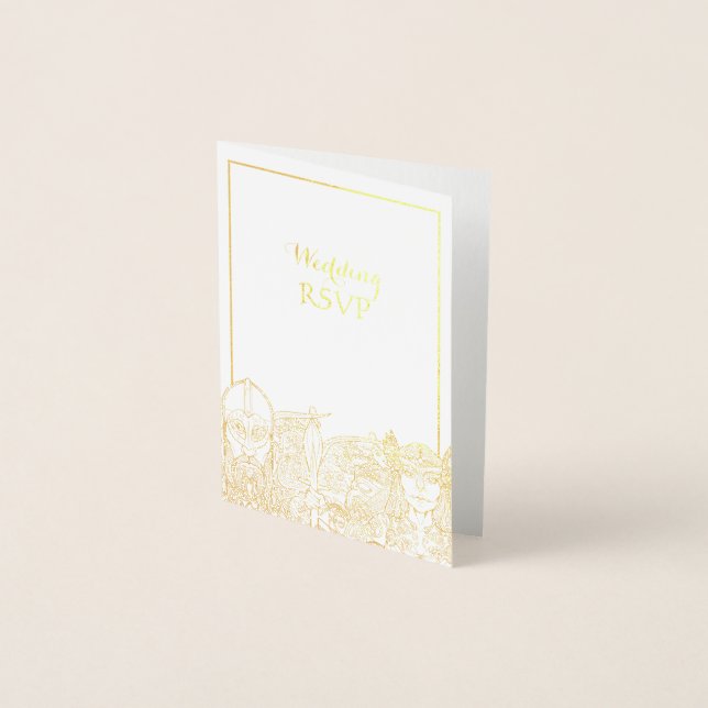 Woden & Fríge Wedding RSVP Foil Card (Front)