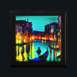 Woden Jewerly box with Van Gogh background<br><div class="desc">Gondolieri and Van Gogh background in venezia. Cool fashion Jewerly box perfect gift for home.</div>