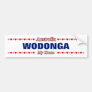 WODONGA - My Home - Australia; Red & Pink Hearts Bumper Sticker