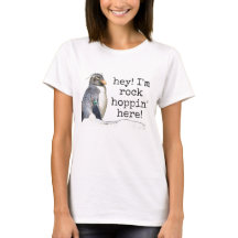 Woen's rockhopper penguin "hey I'm hoppin" t-shirt