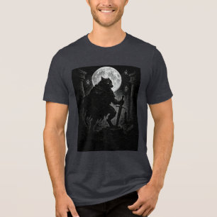 woft warrior on the full moon night Tri-Blend shirt