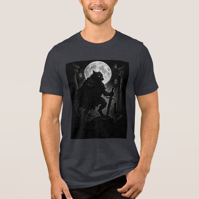 woft warrior on the full moon night Tri-Blend shirt (Front)