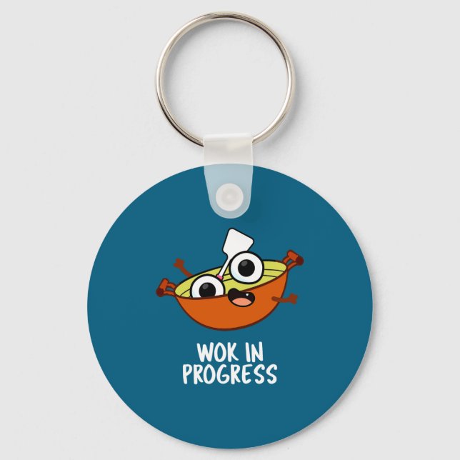 Wok In Progress Funny Cooking Pun  Key Ring (Front)