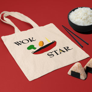 Wok Star Veggie Chef Funny Tote Bag