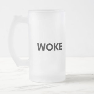 woke frosted glass beer mug