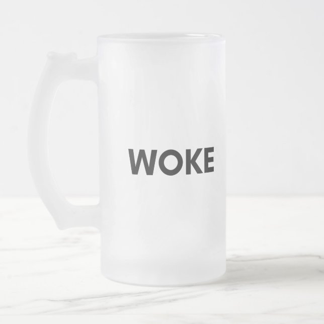 woke frosted glass beer mug (Left)