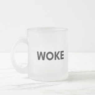 woke frosted glass coffee mug
