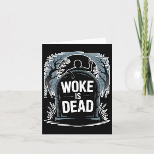 Woke Is Dead Halloween Graveyard Retro Horror Zomb Card