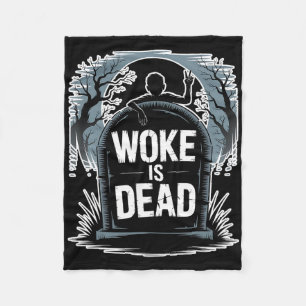 Woke Is Dead Halloween Graveyard Retro Horror Zomb Fleece Blanket