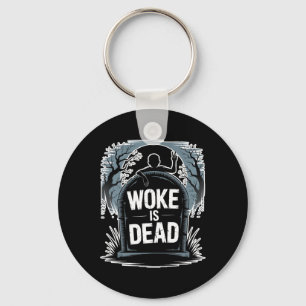 Woke Is Dead Halloween Graveyard Retro Horror Zomb Key Ring