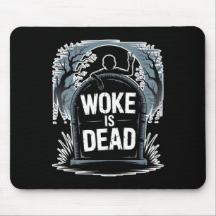 Woke Is Dead Halloween Graveyard Retro Horror Zomb Mouse Mat