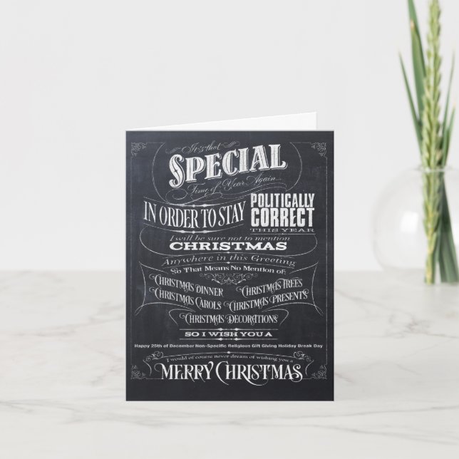 Woke Politically in-Correct Chalk Christmas - I Holiday Card (Front)