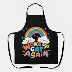 Woke Up Gay Again LGBT Pride Month Groovy  Apron