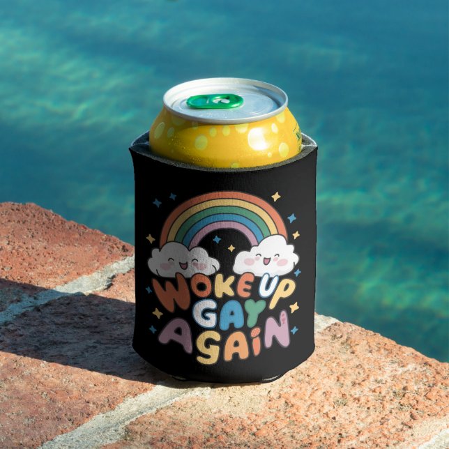 Woke Up Gay Again LGBT Pride Month Groovy  Can Cooler (In Situ Pool)