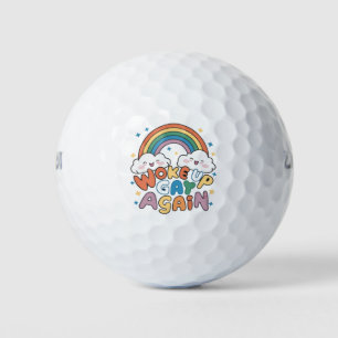 Woke Up Gay Again LGBT Pride Month Groovy Golf Balls