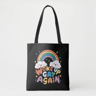 Woke Up Gay Again LGBT Pride Month Groovy  Tote Bag