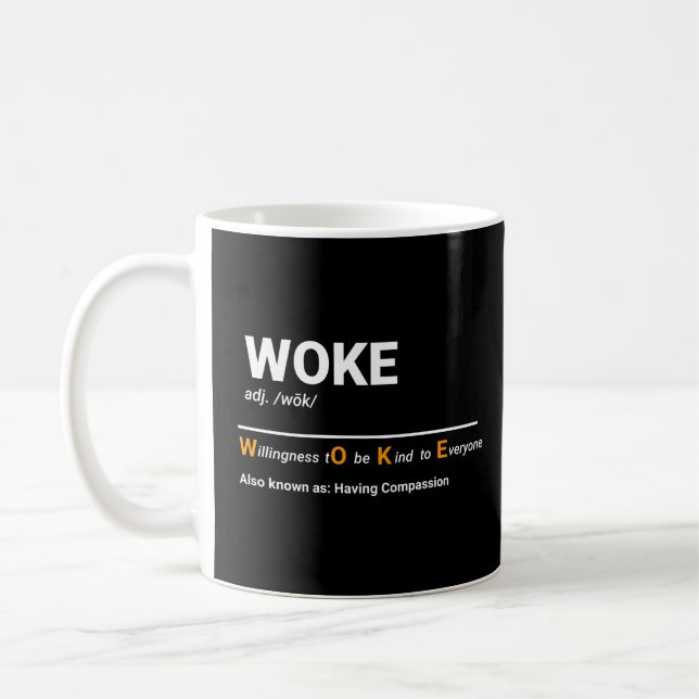 Woke - Willingness To Be Kind Definition Coffee Mug (Left)