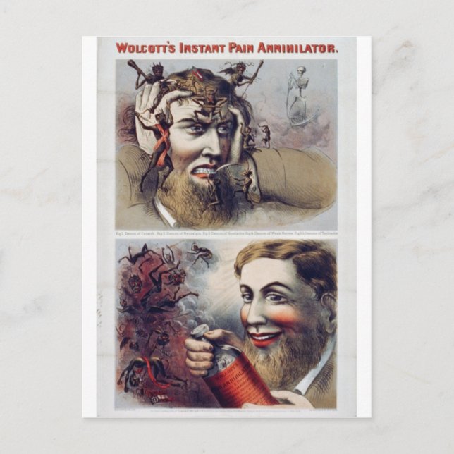 Wolcott's Instant Pain Annihilator Postcard (Front)