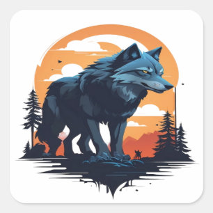 Wolf 06 square sticker