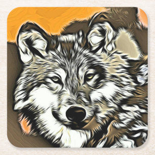 Wolf 2014-0978 square paper coaster