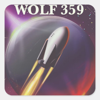 Wolf 359 "for an Adventure" Space travel poster Square Sticker