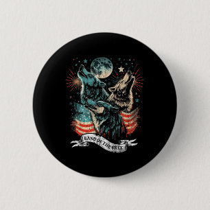 Wolf 4th Of July American Flag Howling America Moo 6 Cm Round Badge