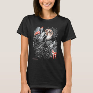 Wolf 4th of July American Flag Howling America Moo T-Shirt