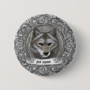 Wolf 6 cm round badge