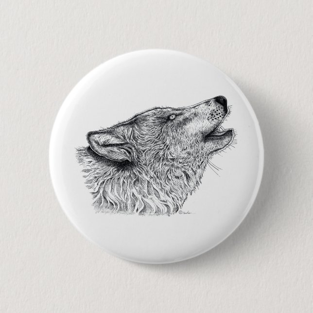 Wolf 6 Cm Round Badge (Front)
