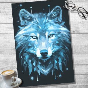 Wolf Abstract Faceted Blue Decoupage Paper