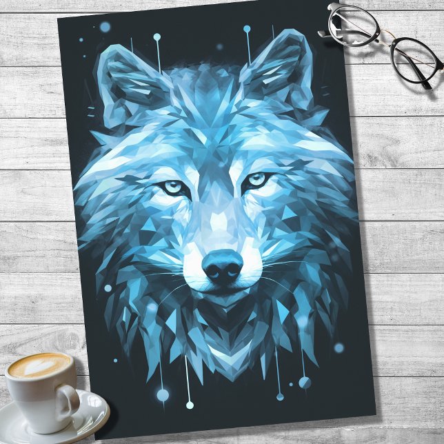 Wolf Abstract Faceted Blue Decoupage Paper (Creator Uploaded)