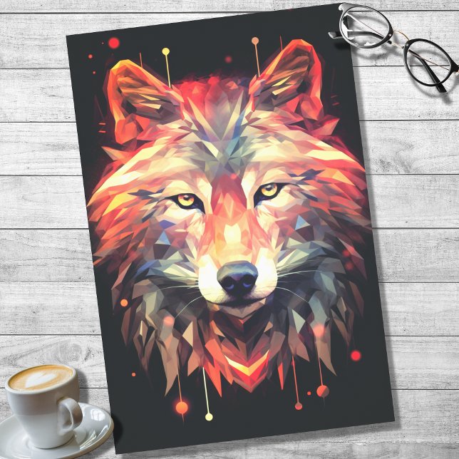 Wolf Abstract Faceted Orange Decoupage Paper (Creator Uploaded)