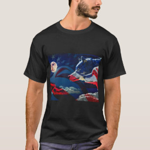 Wolf American Flag Full Moon T-Shirt