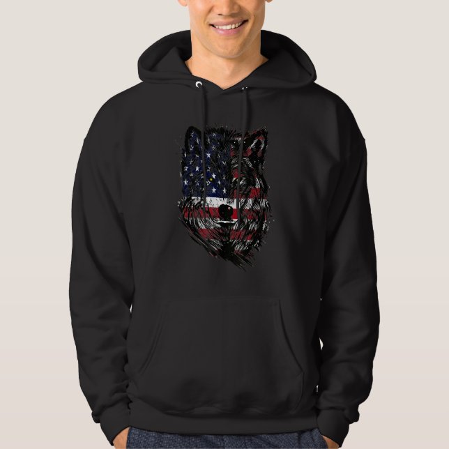 Wolf American Flag Usa 4th Of July  Men Women Wolf Hoodie (Front)