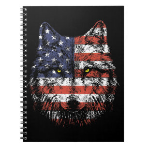 Wolf American Flag USA Apparel Notebook