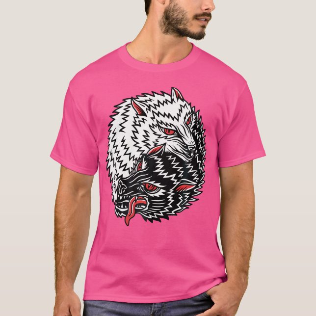 Wolf American Traditional Tattoo Flash Old School  T-Shirt (Front)