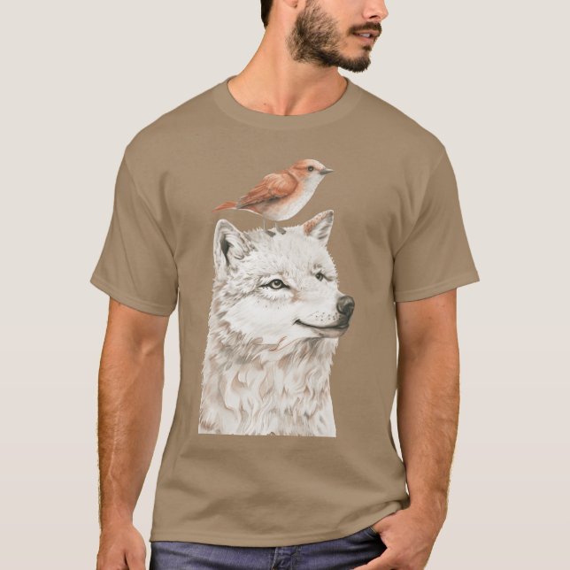 Wolf and Bird friend T-Shirt (Front)