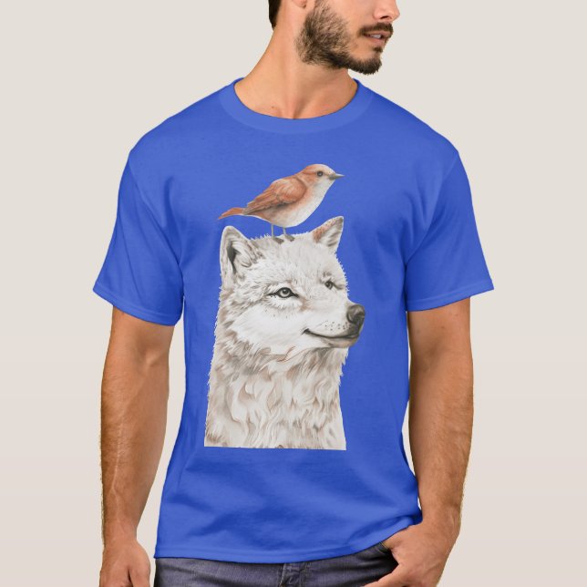 Wolf and Bird funny T-Shirt (Front)